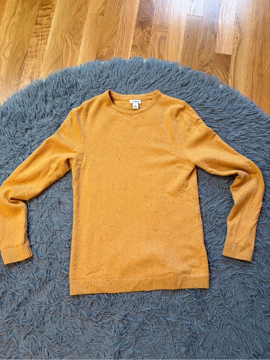 L.L. Bean Sweaters - L.L. Bean Mustard Speckeled Crewneck 100% Cashmere Sweater Size M